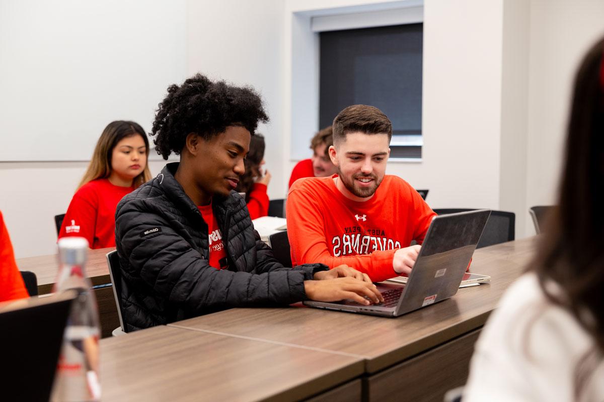 Student working in a classroom